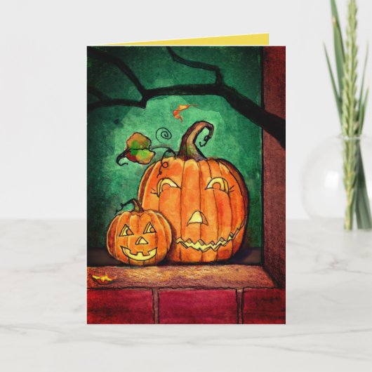 Glimlachende Jack-o'-Lantern Groet Kaart (Voorkant)