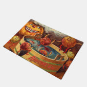 Glimlachende Jack O' Lantern Pompoen Appel Deurmat (Schuin)