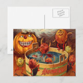 Glimlachende Jack O' Lantern Pompoenappel Briefkaart (Voorkant / Achterkant)