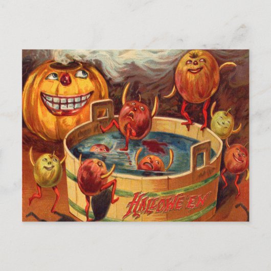 Glimlachende Jack O' Lantern Pompoenappel Briefkaart (Voorkant)