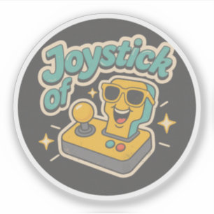 Glimlachende Joystick Uitstralende Geluksbadge Sticker