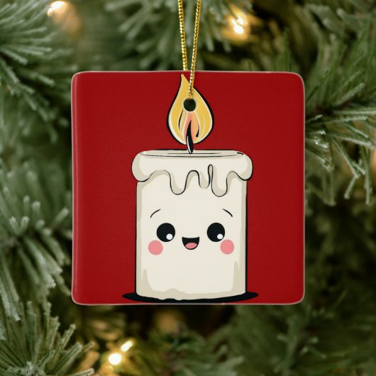 Glimlachende Kaars Kerst Ornament – Cozy Minimaal (Boom)