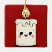 Glimlachende Kaars Kerst Ornament – Cozy Minimaal (Achterkant)