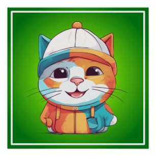 Glimlachende Kat Dragen Pet Clipart Perfect Poster