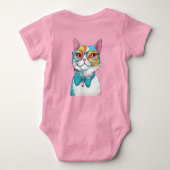 Glimlachende Kat Dragen Pet Clipart Romper (Achterkant)