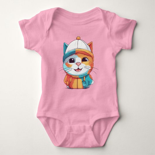 Glimlachende Kat Dragen Pet Clipart Romper (Voorkant)