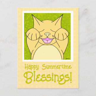 Glimlachende kat gelukkig zomer denken aan u briefkaart