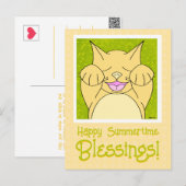 Glimlachende kat gelukkig zomer denken aan u briefkaart (Voorkant / Achterkant)