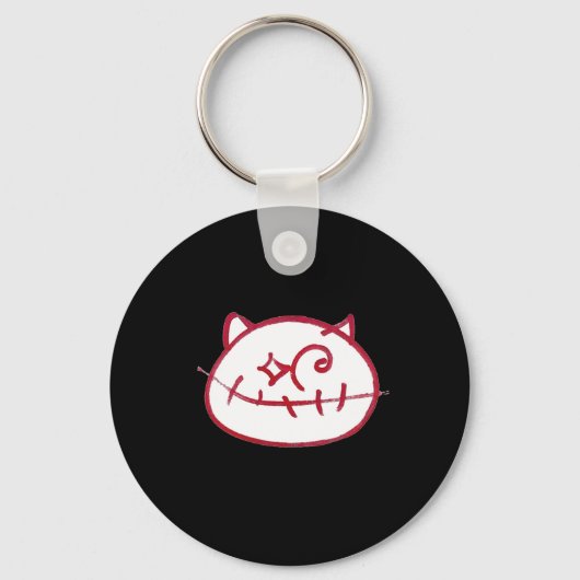 Glimlachende Kat Kat Lover Mama Papa De Kat Dame Sleutelhanger (Voorkant)