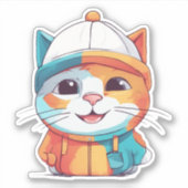 Glimlachende kat met Pet Clipart-78199 Sticker (Voorkant)