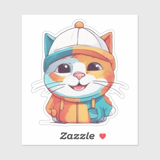 Glimlachende kat met Pet Clipart-78199 Sticker (Vel)