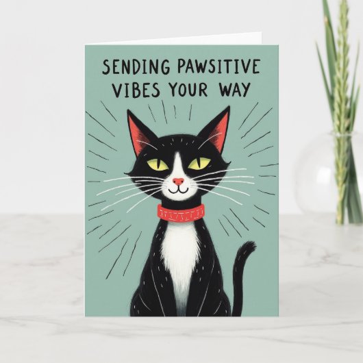Glimlachende Kat Vaderdag Kaart (Voorkant)