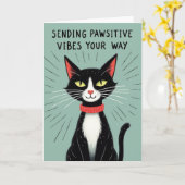 Glimlachende Kat Vaderdag Kaart (Gele Bloem)
