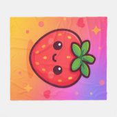 Glimlachende Kawaii-aardbei op pastelgradiënt rug Fleece Deken (Voorkant (Horizontaal))