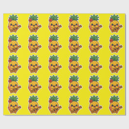 Glimlachende Kawaii Ananas – Tropisch Cadeaupapier