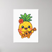 Glimlachende Kawaii Ananas – Tropisch Canvas Afdruk (Voorkant)