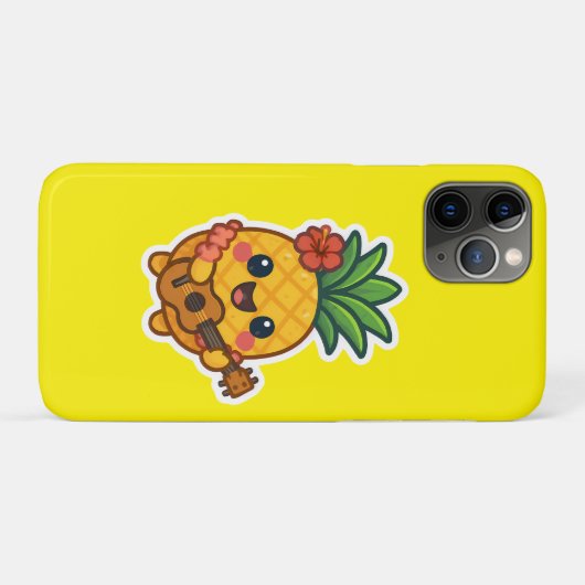 Glimlachende Kawaii Ananas – Tropisch Case-Mate iPhone Case (Achterkant (horizontaal))