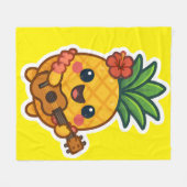 Glimlachende Kawaii Ananas – Tropisch Fleece Deken (Voorkant (Horizontaal))