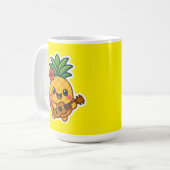 Glimlachende Kawaii Ananas – Tropisch Koffiemok (Voorkant links)