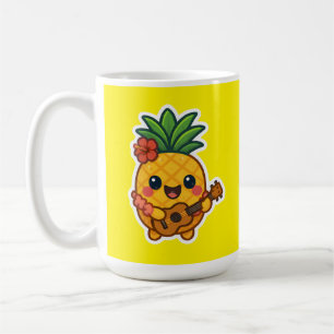 Glimlachende Kawaii Ananas – Tropisch Koffiemok