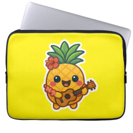 Glimlachende Kawaii Ananas – Tropisch Laptop Sleeve