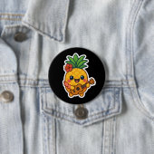 Glimlachende Kawaii Ananas – Tropisch Ronde Button 7,6 Cm (In situ)