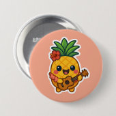Glimlachende Kawaii Ananas – Tropisch Ronde Button 7,6 Cm (Voorkant /achterkant)