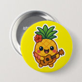 Glimlachende Kawaii Ananas – Tropisch Ronde Button 7,6 Cm (Voorkant /achterkant)