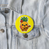 Glimlachende Kawaii Ananas – Tropisch Ronde Button 7,6 Cm (In situ)