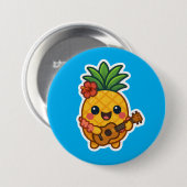 Glimlachende Kawaii Ananas – Tropisch Ronde Button 7,6 Cm (Voorkant /achterkant)