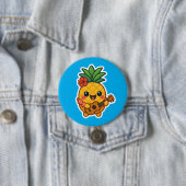 Glimlachende Kawaii Ananas – Tropisch Ronde Button 7,6 Cm (In situ)