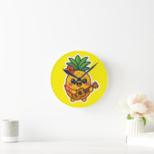 Glimlachende Kawaii Ananas – Tropisch Ronde Klok (Huis)