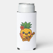 Glimlachende Kawaii Ananas – Tropisch Seltzer Blikjeskoeler (Seltzer Voorkant)