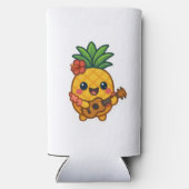 Glimlachende Kawaii Ananas – Tropisch Seltzer Blikjeskoeler (Achterkant)