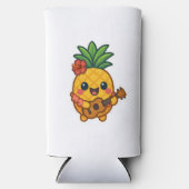 Glimlachende Kawaii Ananas – Tropisch Seltzer Blikjeskoeler (Voorkant)