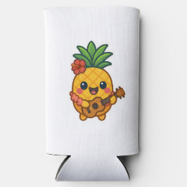 Glimlachende Kawaii Ananas – Tropisch Seltzer Blikjeskoeler