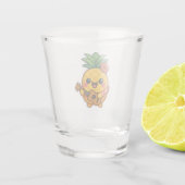 Glimlachende Kawaii Ananas – Tropisch Shot Glas (Achterkant)