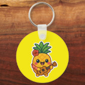 Glimlachende Kawaii Ananas – Tropisch Sleutelhanger (Voorkant)