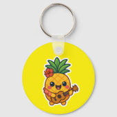 Glimlachende Kawaii Ananas – Tropisch Sleutelhanger (Achterkant)