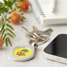 Glimlachende Kawaii Ananas – Tropisch Sleutelhanger