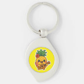 Glimlachende Kawaii Ananas – Tropisch Sleutelhanger (Voorkant)