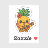 Glimlachende Kawaii Ananas – Tropisch Sticker (Vel)