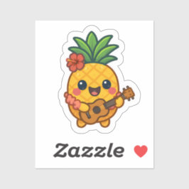 Glimlachende Kawaii Ananas – Tropisch Sticker