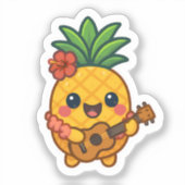 Glimlachende Kawaii Ananas – Tropisch Sticker (Voorkant)