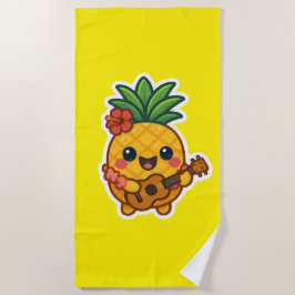 Glimlachende Kawaii Ananas – Tropisch Strandlaken