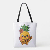 Glimlachende Kawaii Ananas – Tropisch Tote Bag (Achterkant)