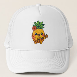 Glimlachende Kawaii Ananas – Tropisch Trucker Pet
