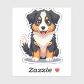 Glimlachende Kawaii Aussie Shepherd Puppy Sticker (Vel)