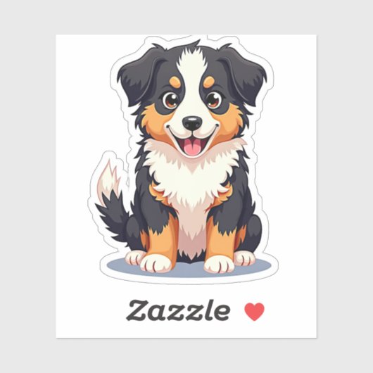 Glimlachende Kawaii Aussie Shepherd Puppy Sticker (Vel)