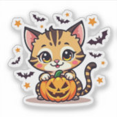 Glimlachende Kawaii Bengaalse Kitten – Snoep of ee Sticker (Voorkant)
